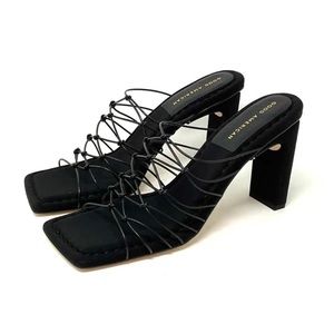 New! Good American Shoes Good American Black Neoprene Caged Mule‎